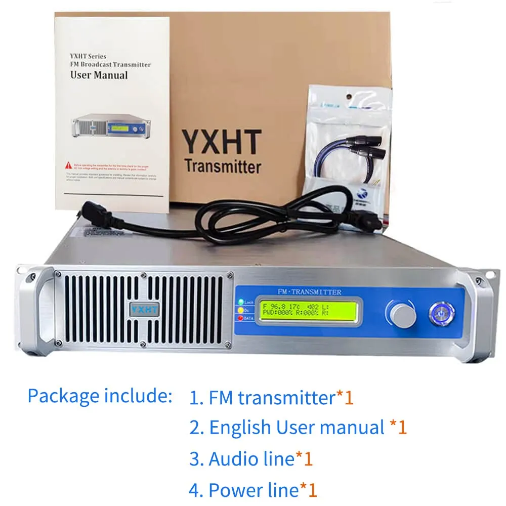 1000W FM Radio Transmitter for Broadcasting, 1000 Watt Professional FM Broadcast Transmitter, 1KW Long Range Fcc Certified for Church, Radio Station, Parking Lot, Home