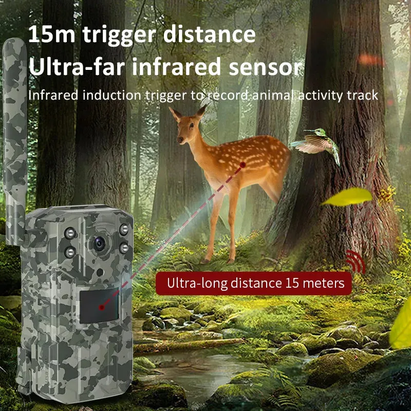14MP 4G SIM Card Solar Hunting Trail Camera IP66 Waterproof 20M PIR Motion Detection Wildlife Camera IR Night Vision Device