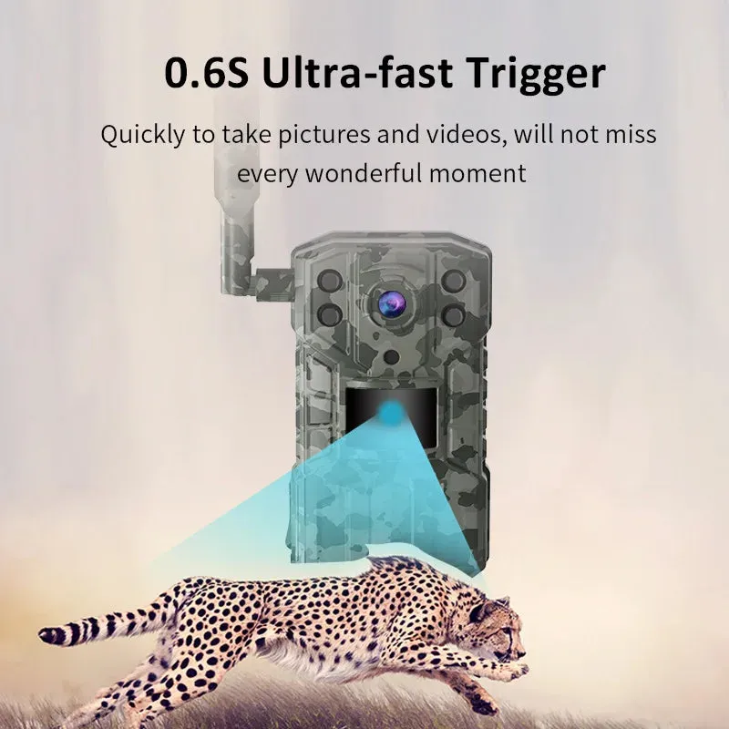 14MP 4G SIM Card Solar Hunting Trail Camera IP66 Waterproof 20M PIR Motion Detection Wildlife Camera IR Night Vision Device