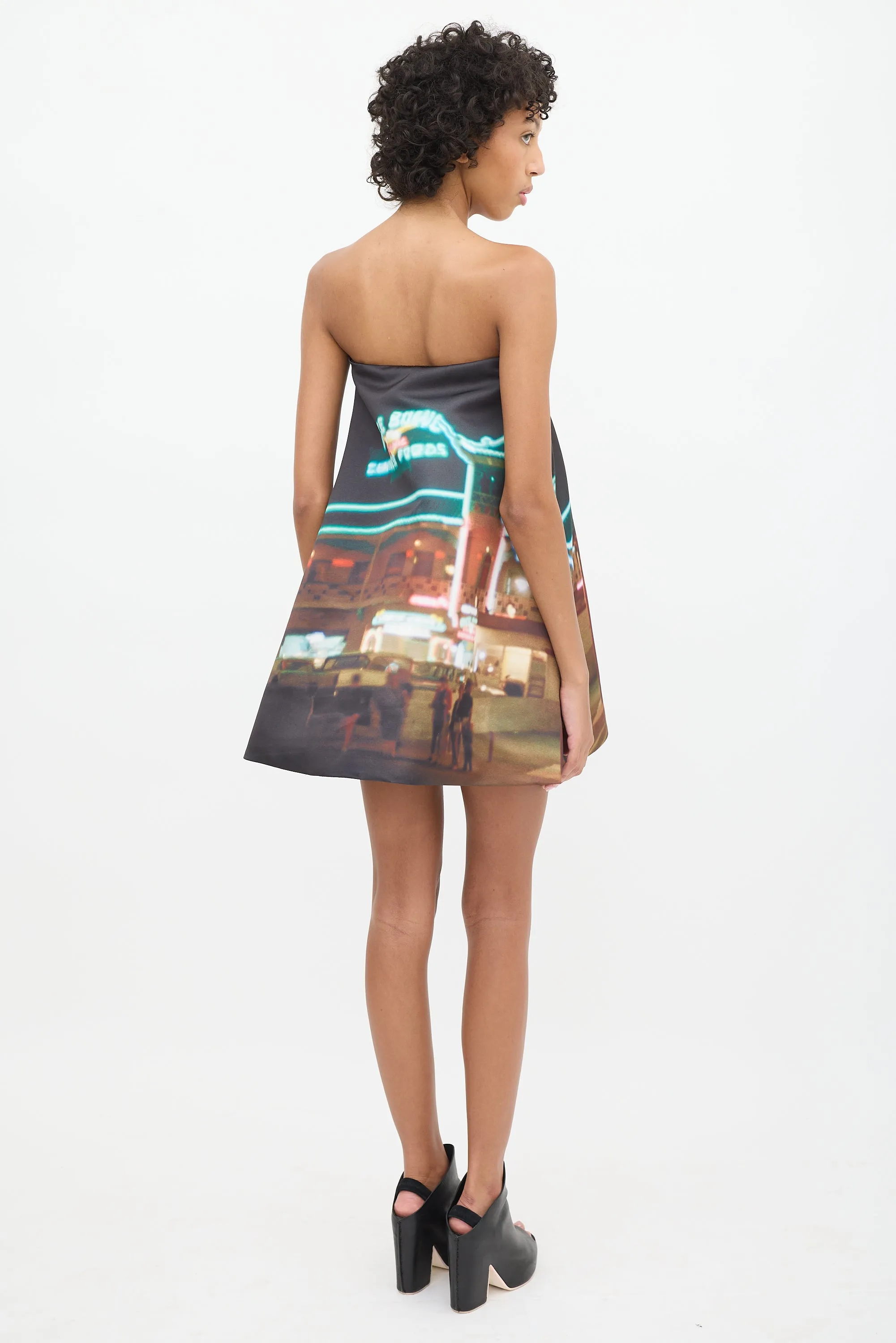 Black & Multicolour Printed Gateway Trapeze Dress