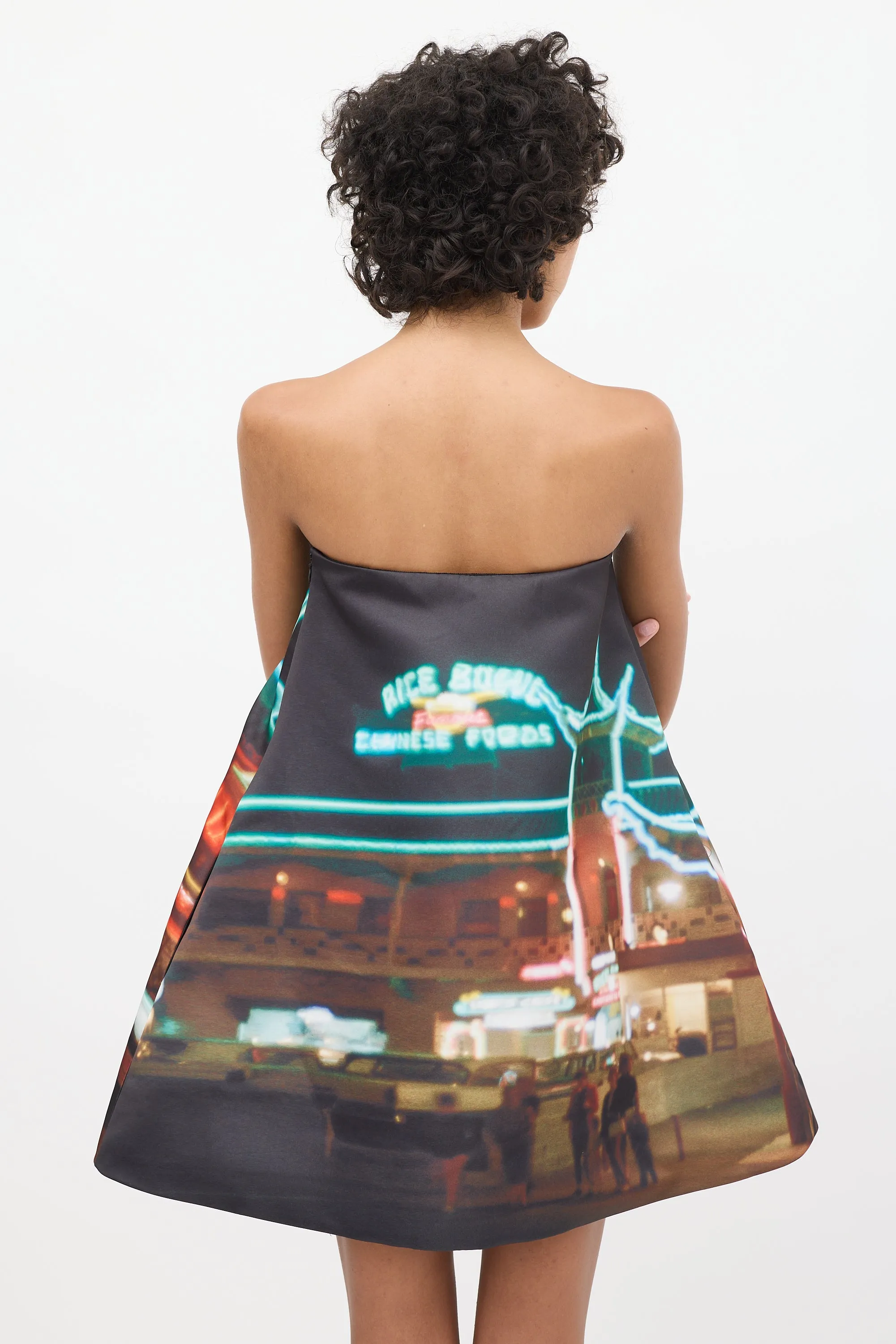Black & Multicolour Printed Gateway Trapeze Dress