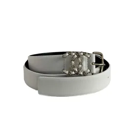 CHANEL 21P New w/ Tags CC White leather Belt Size 75