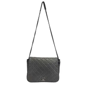 CHANEL - Calfskin Quilted Large CC Enchained Accordion - Gray Shoulder Bag