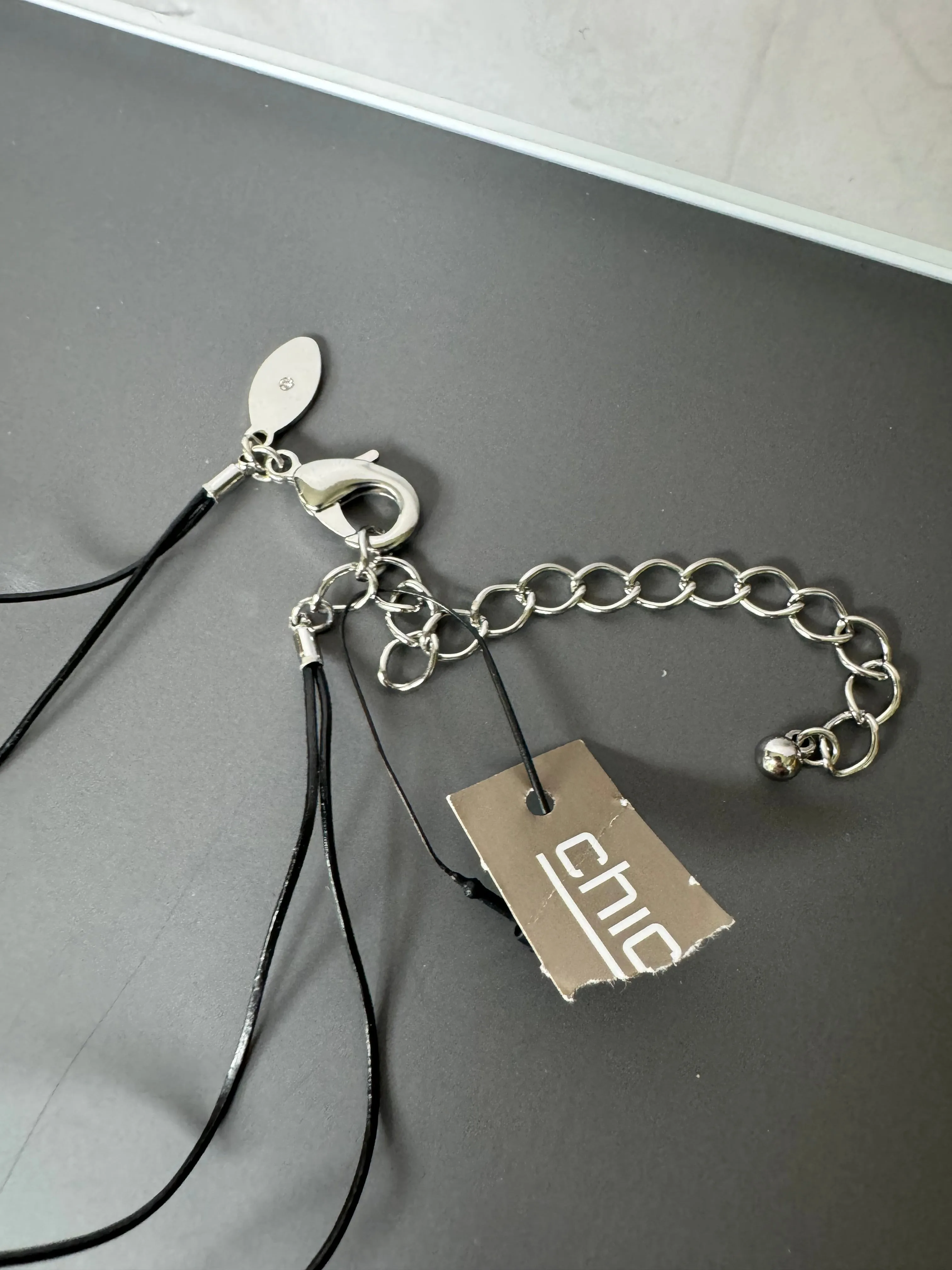 Chicos Mixed Metal Layered Cord Charm Necklace