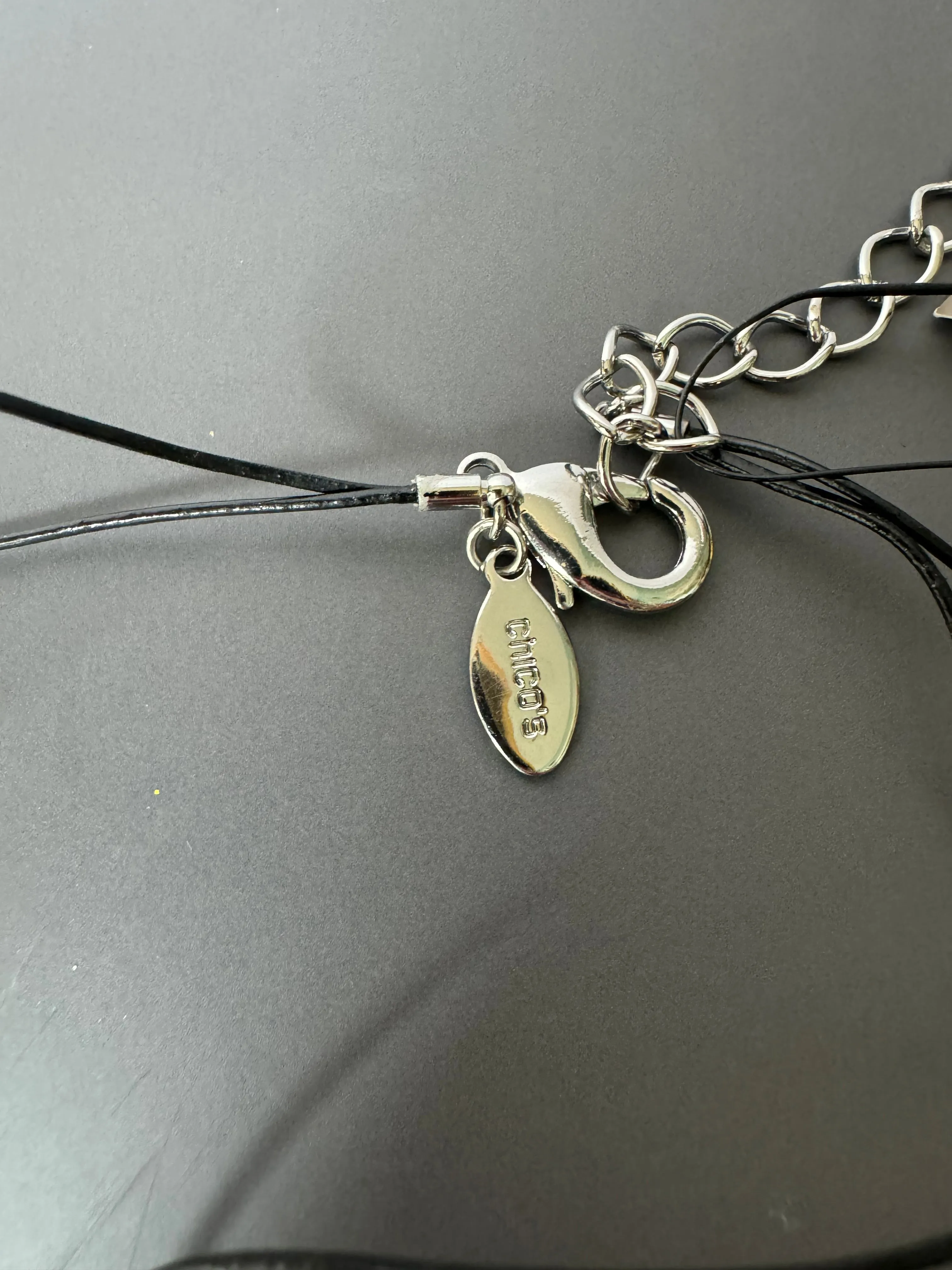 Chicos Mixed Metal Layered Cord Charm Necklace