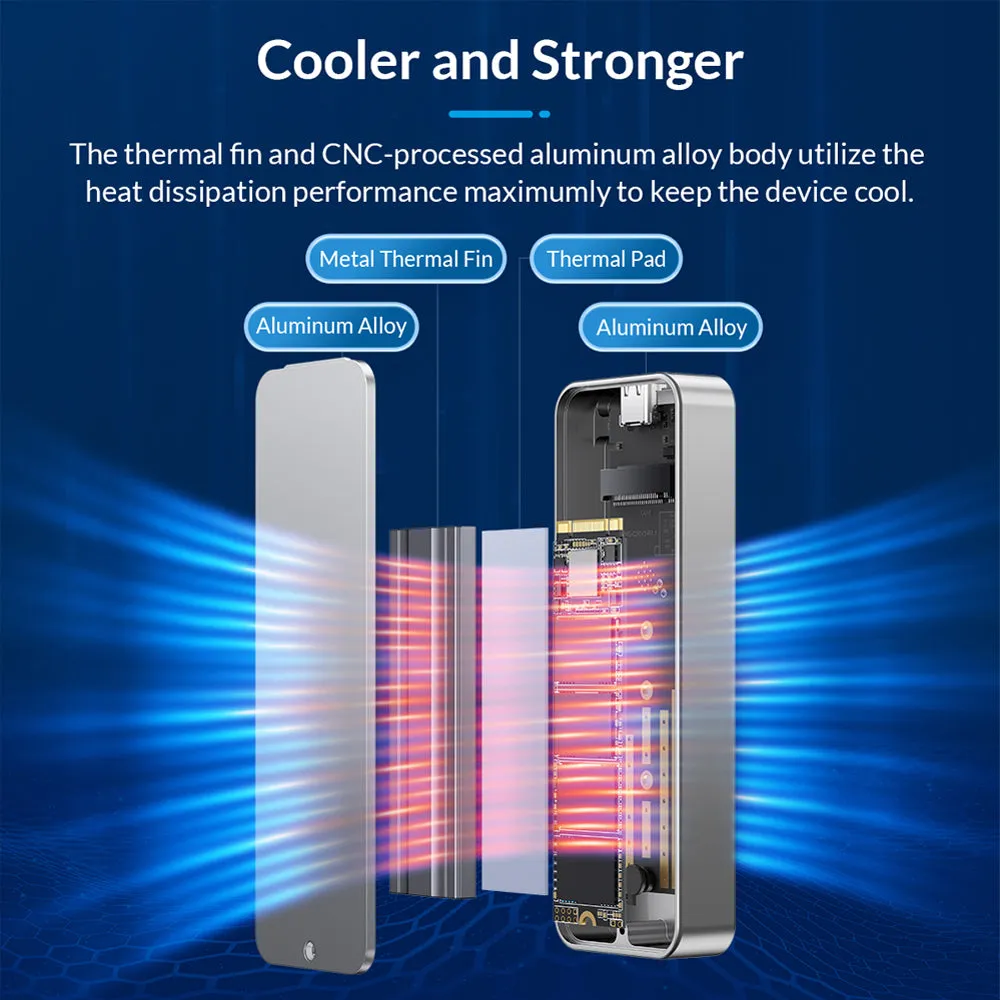 [CLEARANCE] ORICO FV25C3-G2 NVMe/SATA to USB 3.2 Gen2 Dual Protocol M.2 SATA SSD Enclosure with Built-in Aluminum Alloy Heatsink, 2-in-1 USB-C to C/A Cable, 10Gbps Fast Data Transmission Rate, 4TB Supported Capacity for Windows, macOS, Linux