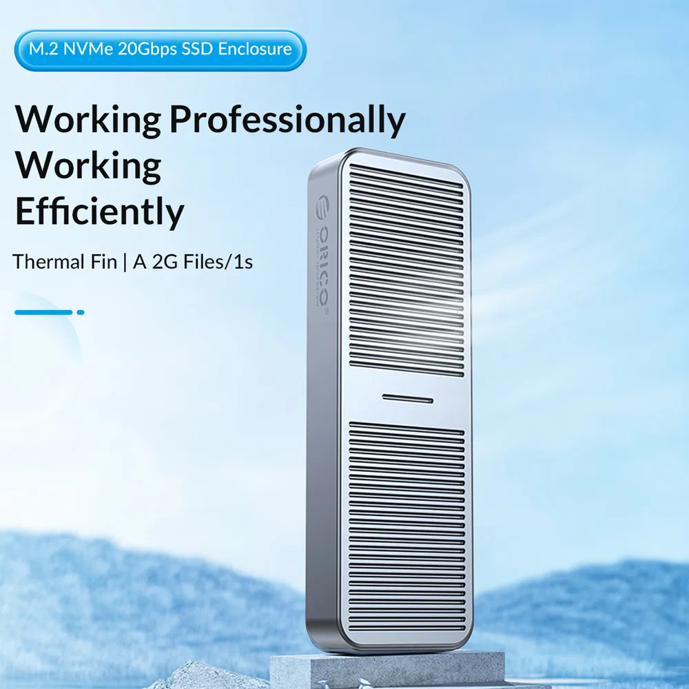[CLEARANCE] ORICO FV25C3-G2 NVMe/SATA to USB 3.2 Gen2 Dual Protocol M.2 SATA SSD Enclosure with Built-in Aluminum Alloy Heatsink, 2-in-1 USB-C to C/A Cable, 10Gbps Fast Data Transmission Rate, 4TB Supported Capacity for Windows, macOS, Linux