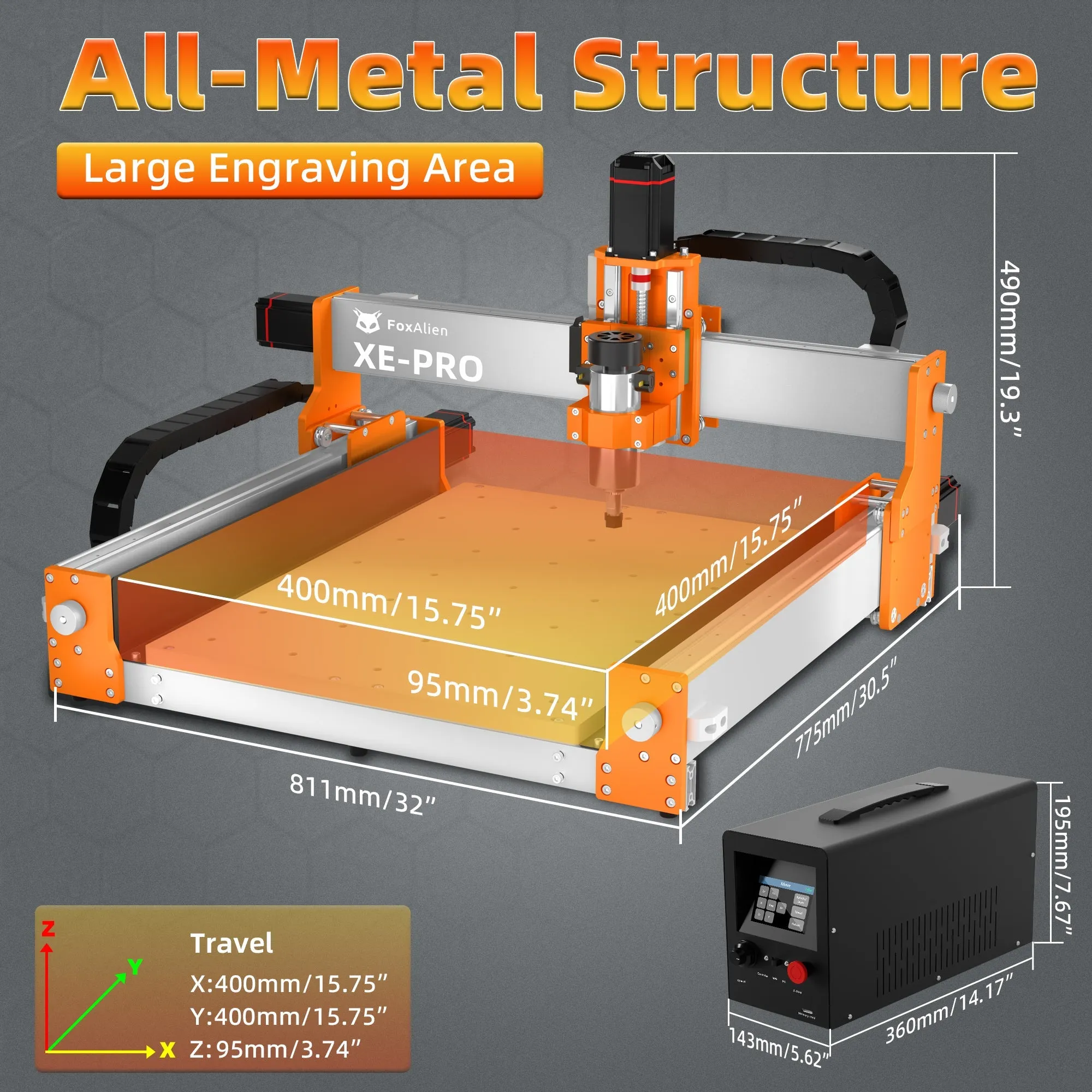 CNC Router Machine XE-PRO with 40W Laser Bundle Kit