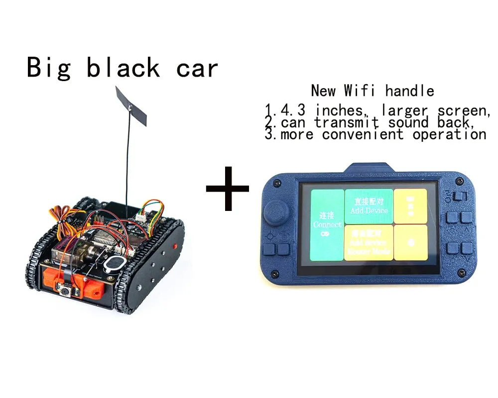 ESP32 S3 Mini Car Metal Tank Chassis Tractor Crawler App/Handle Control Scout Trolley Tank for ESP32 Vscode Programmable Robot