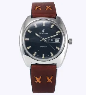 Favre Leuba Duomatic 908 Charcoal Black Dial 17 Jewels Men's Automatic Watch