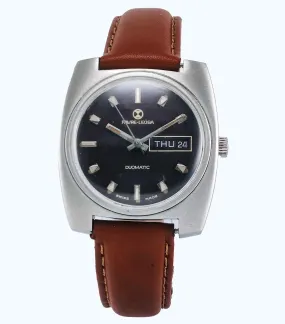 Favre Leuba Duomatic 908 Maroon Red Dial Automatic 17 Jewels Men's Wrist Watch