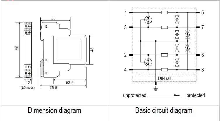 FBS LCD 12/4M, 12VDC Pluggable Surge Protection Device for IT Systems, LPZ 0A-2 of higher, 10kA, for Balanced and Unbalanced systems