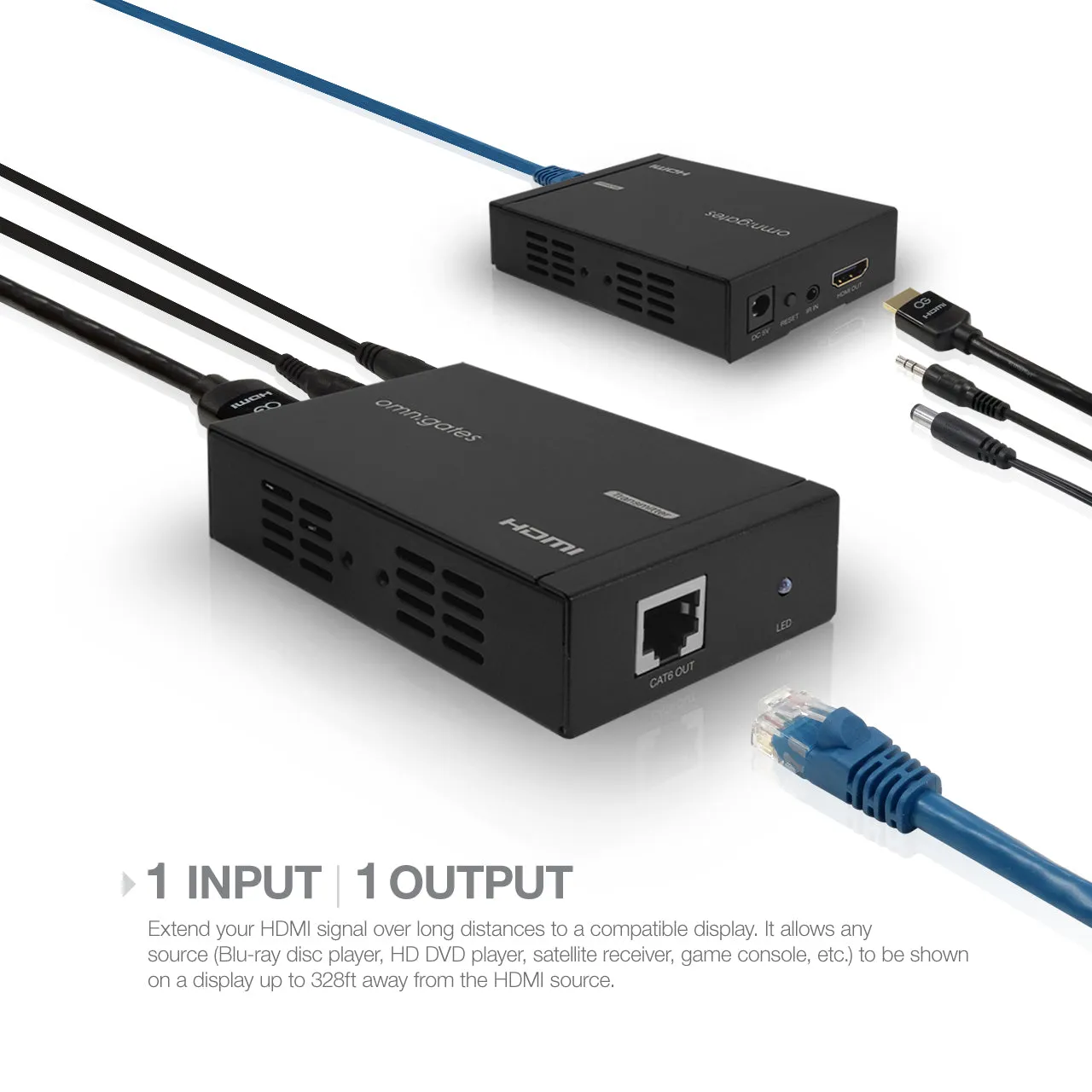 HDMI® Extender over single 328ft/100m CAT6 (TCP/IP) with IR