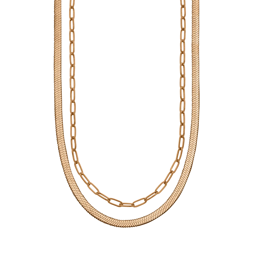 Herringbone & Paperclip Chain Set
