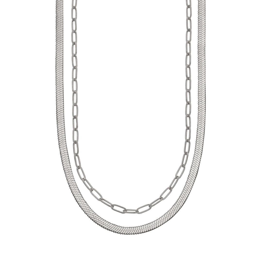 Herringbone & Paperclip Chain Set