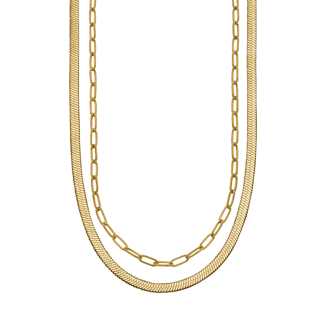 Herringbone & Paperclip Chain Set