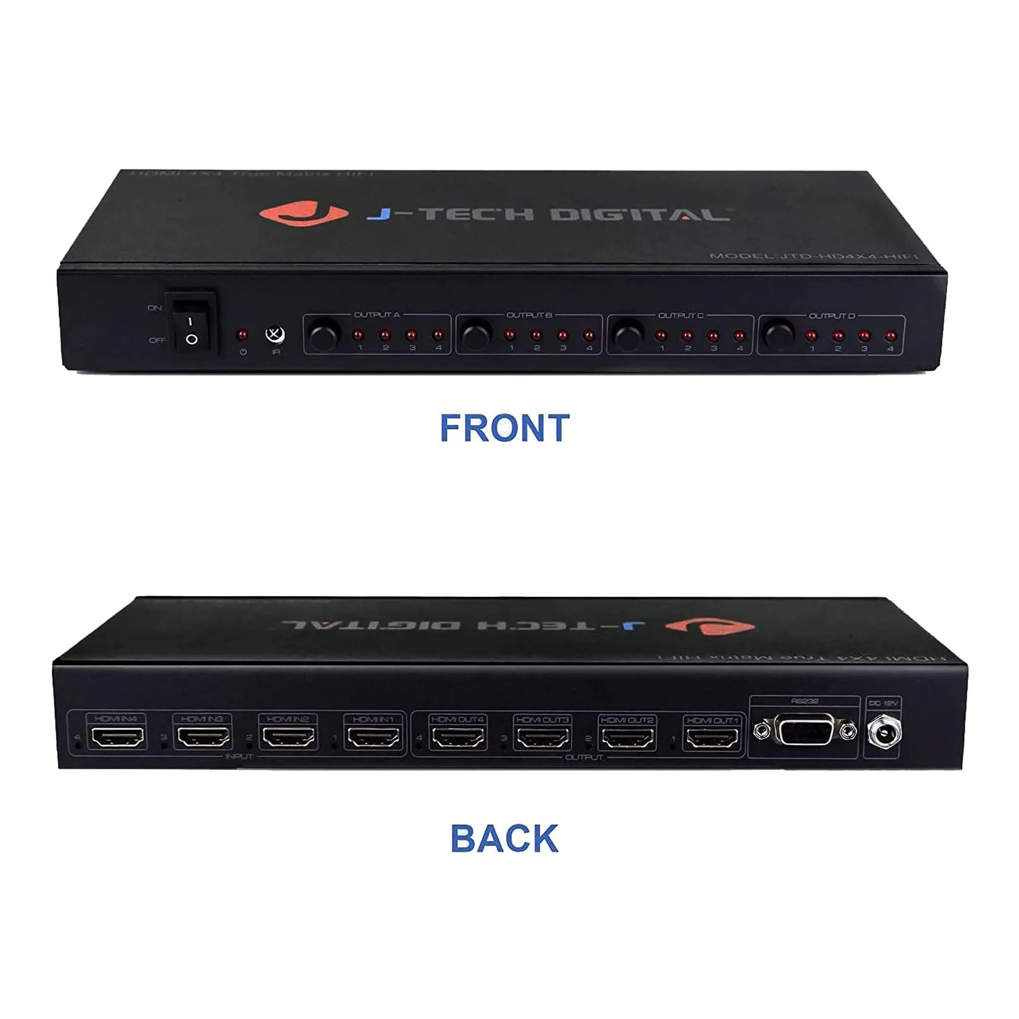 J-Tech Digital JTD-908 4x4 4K HDMI Matrix Switch
