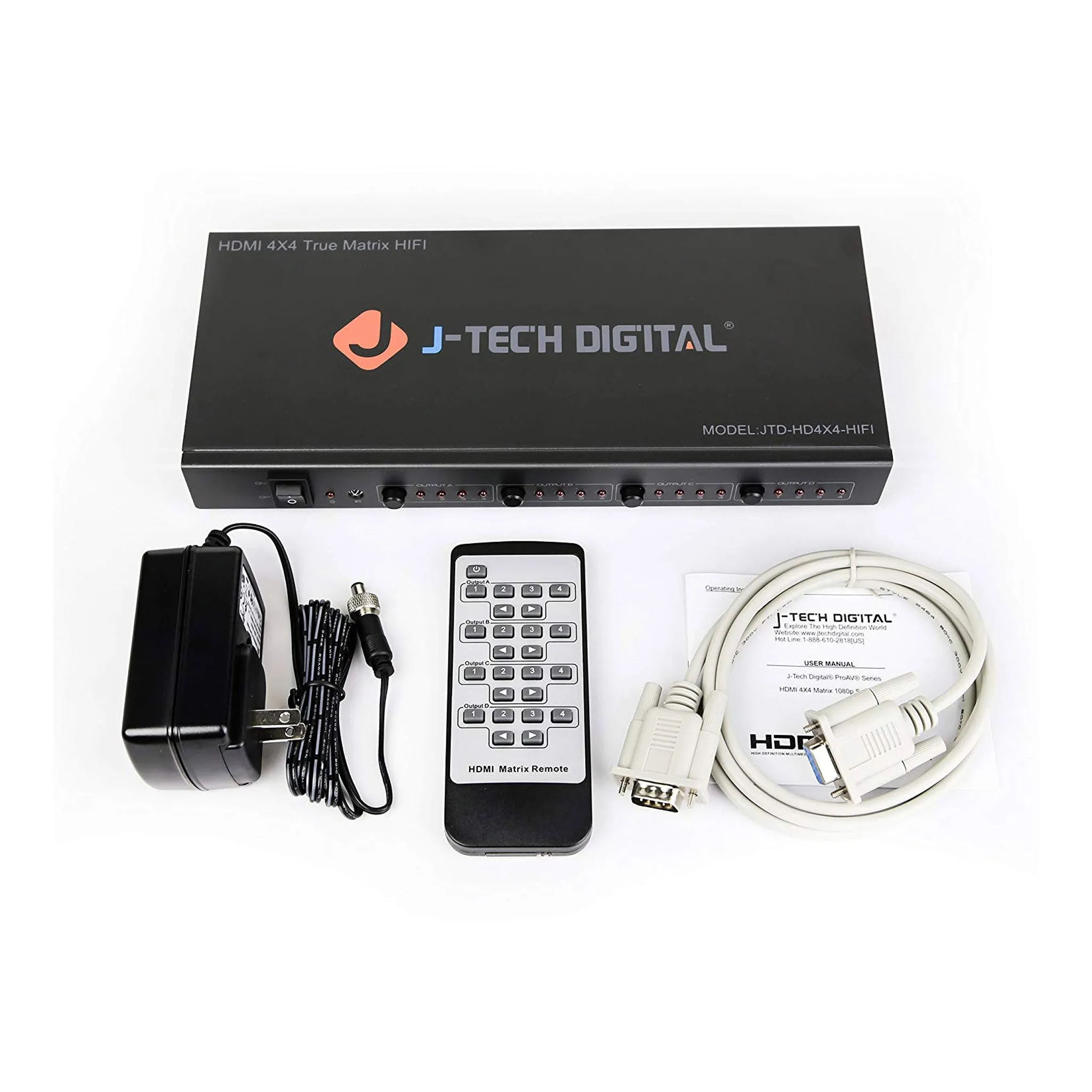 J-Tech Digital JTD-908 4x4 4K HDMI Matrix Switch
