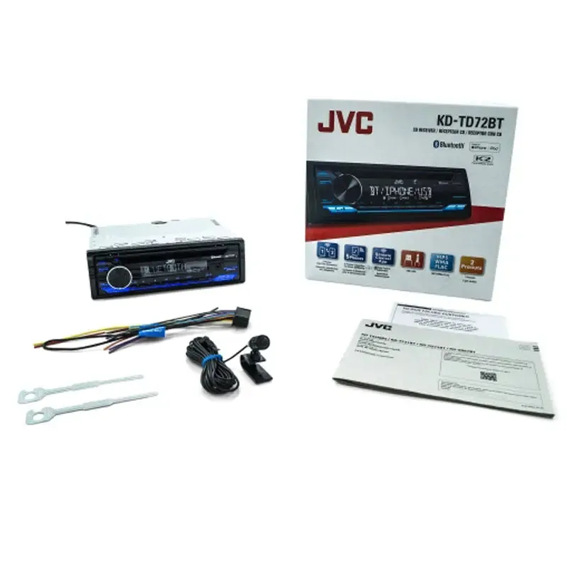 JVC KD-TD72BT Single-DIN CD USB Bluetooth AM/FM Radio 13-Band Android Iphone Control EQ Receiver Car Stereo