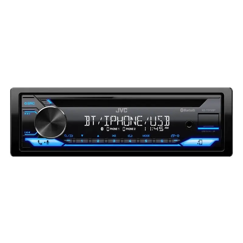 JVC KD-TD72BT Single-DIN CD USB Bluetooth AM/FM Radio 13-Band Android Iphone Control EQ Receiver Car Stereo