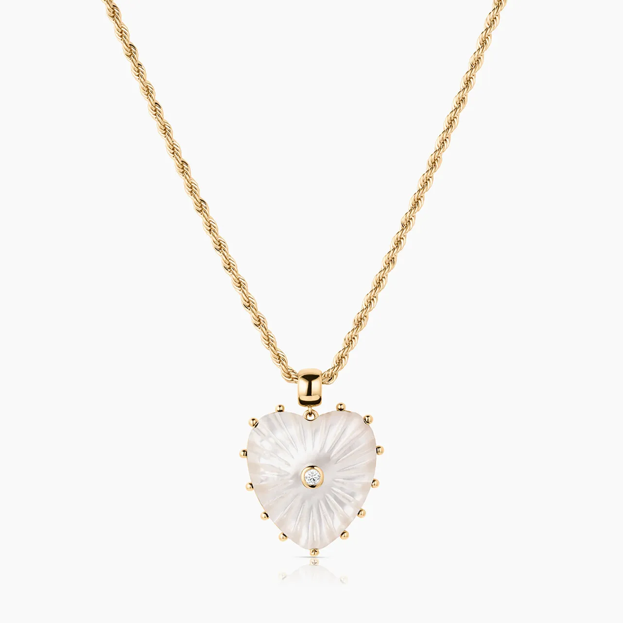 Malene Mother Of Pearl Heart Rope Necklace