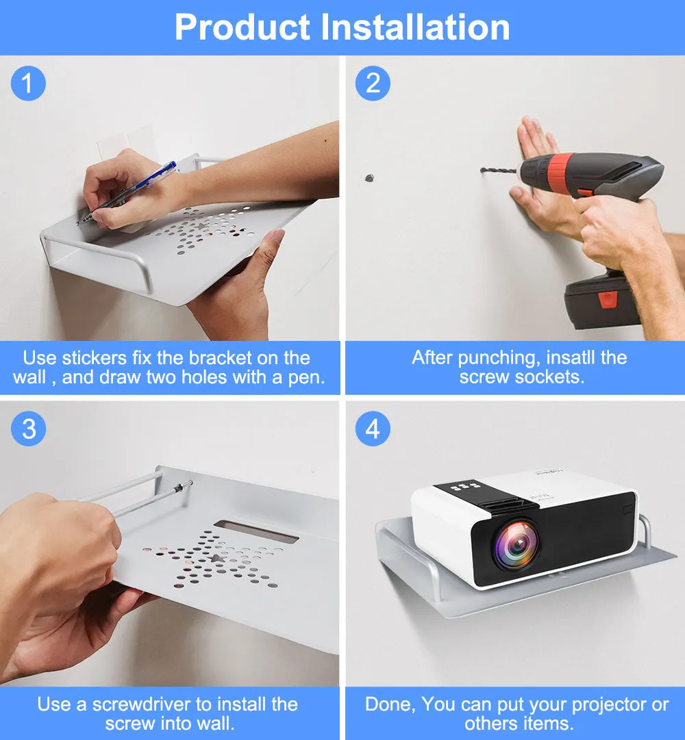 Mini Projector Tray Bracket Wall Mount Projector Stand Perfect for Meeting Rooms, Classroom, Home Use Decoration Tray