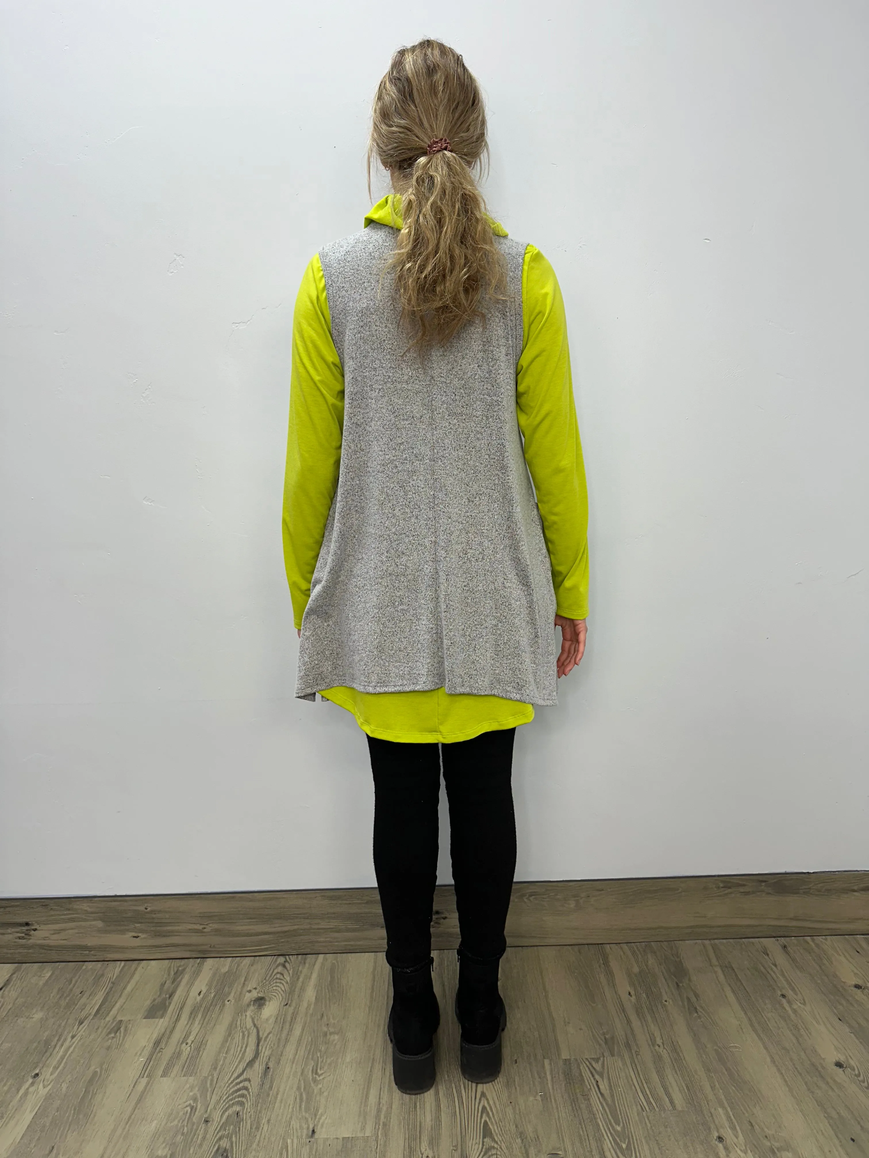 Modal One Button Vest with Pockets - Salt Hacci