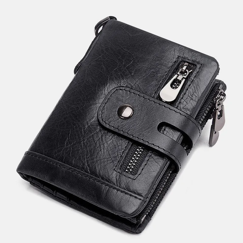 Multifunctional Genuine Leather RFID Bifold Wallet