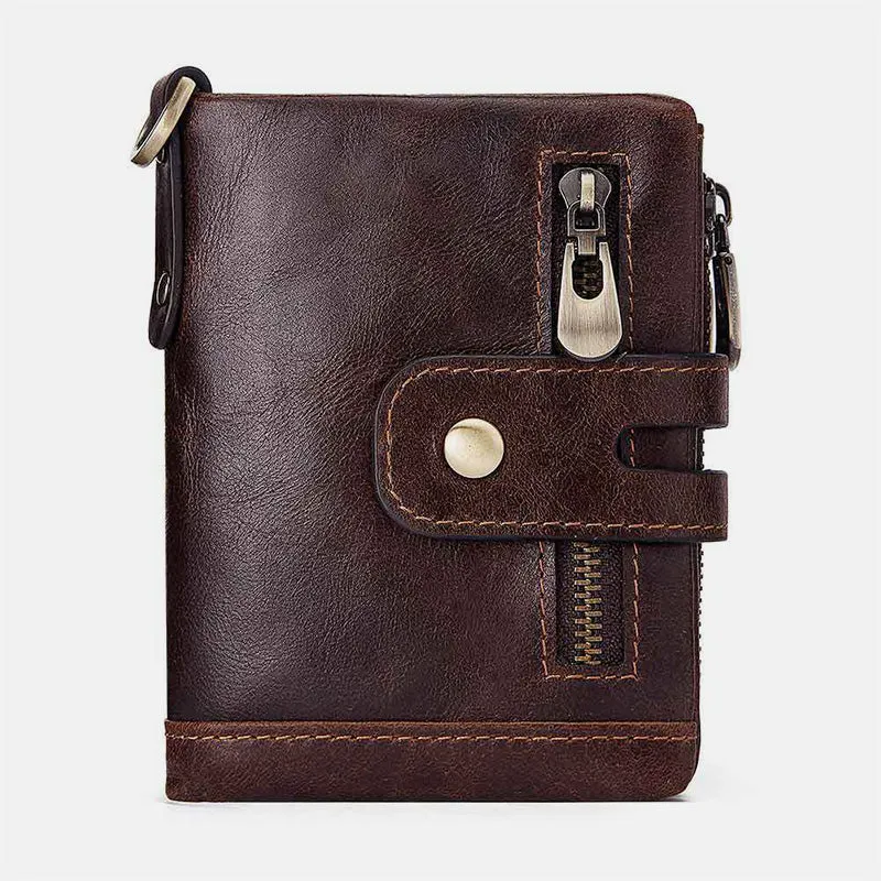 Multifunctional Genuine Leather RFID Bifold Wallet