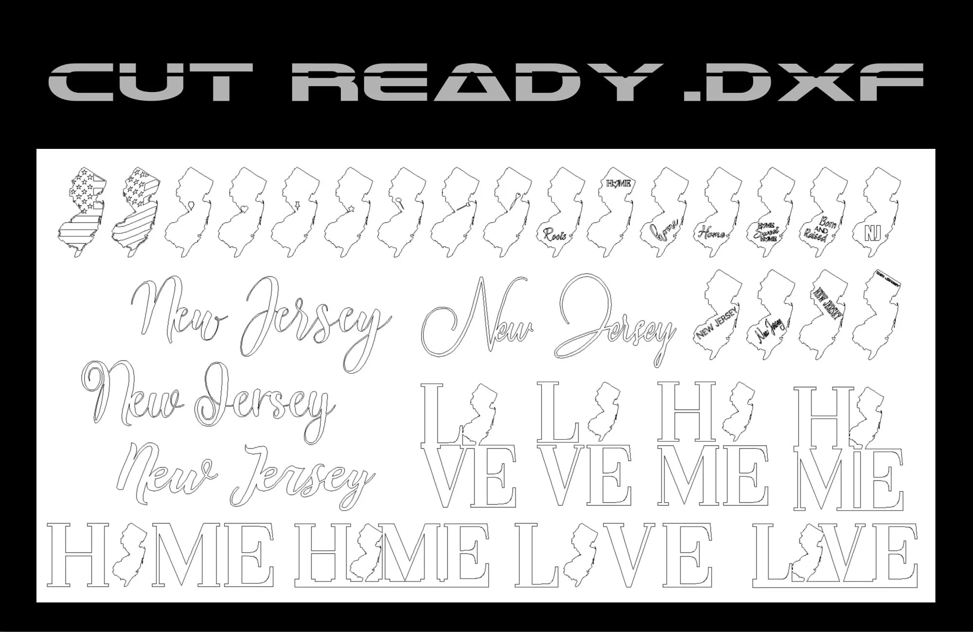 New Jersey State Theme - DXF Cut Ready File Collection