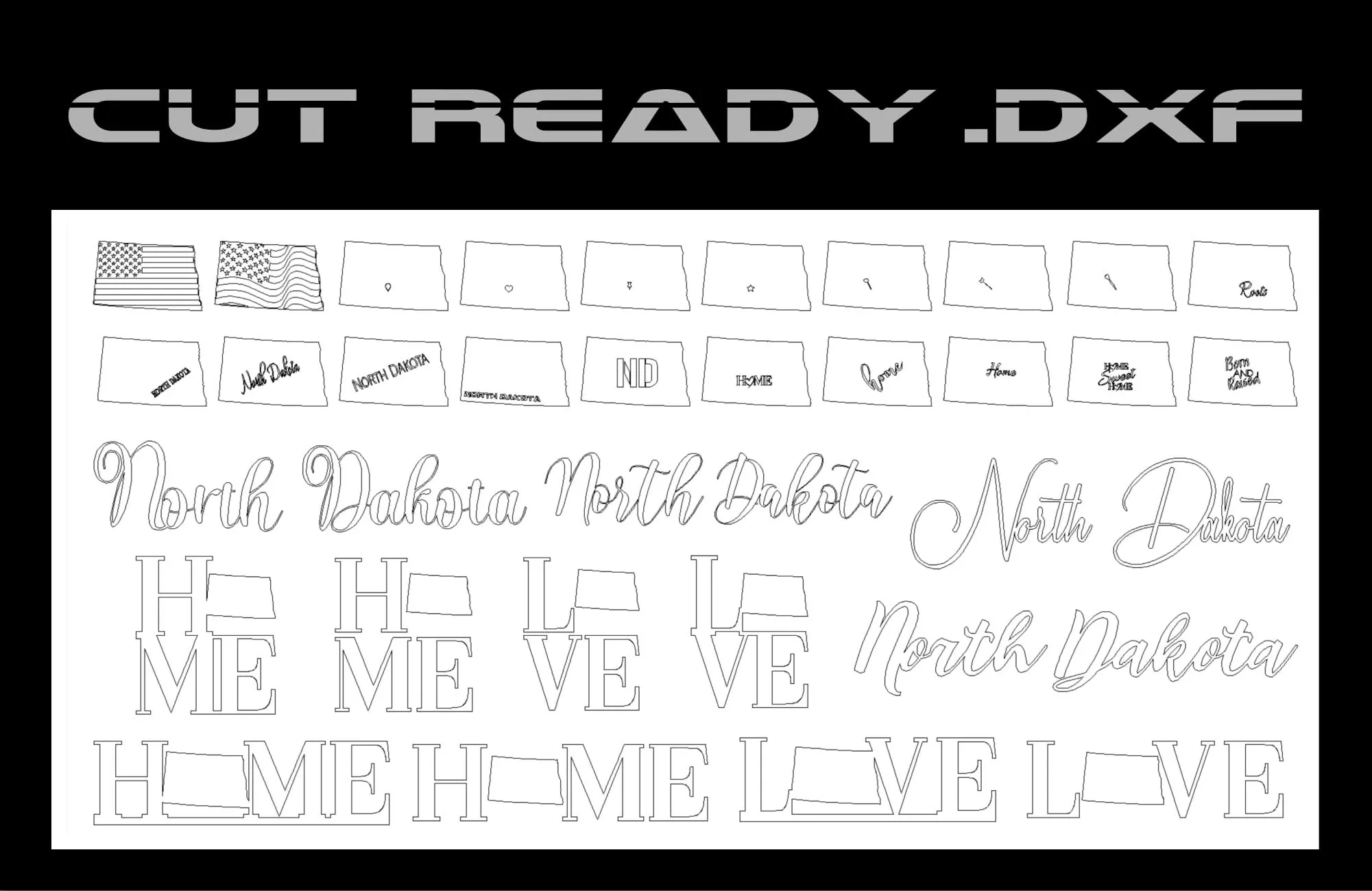 North Dakota Theme - DXF Cut Ready File Collection