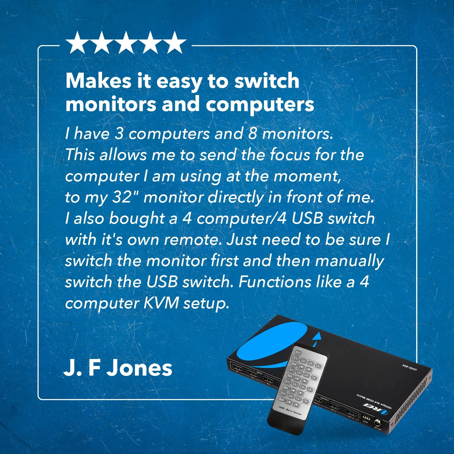 OREI UHD-404: Ultra HD 4x4 HDMI Matrix Switch 4K @60Hz  with IR Remote