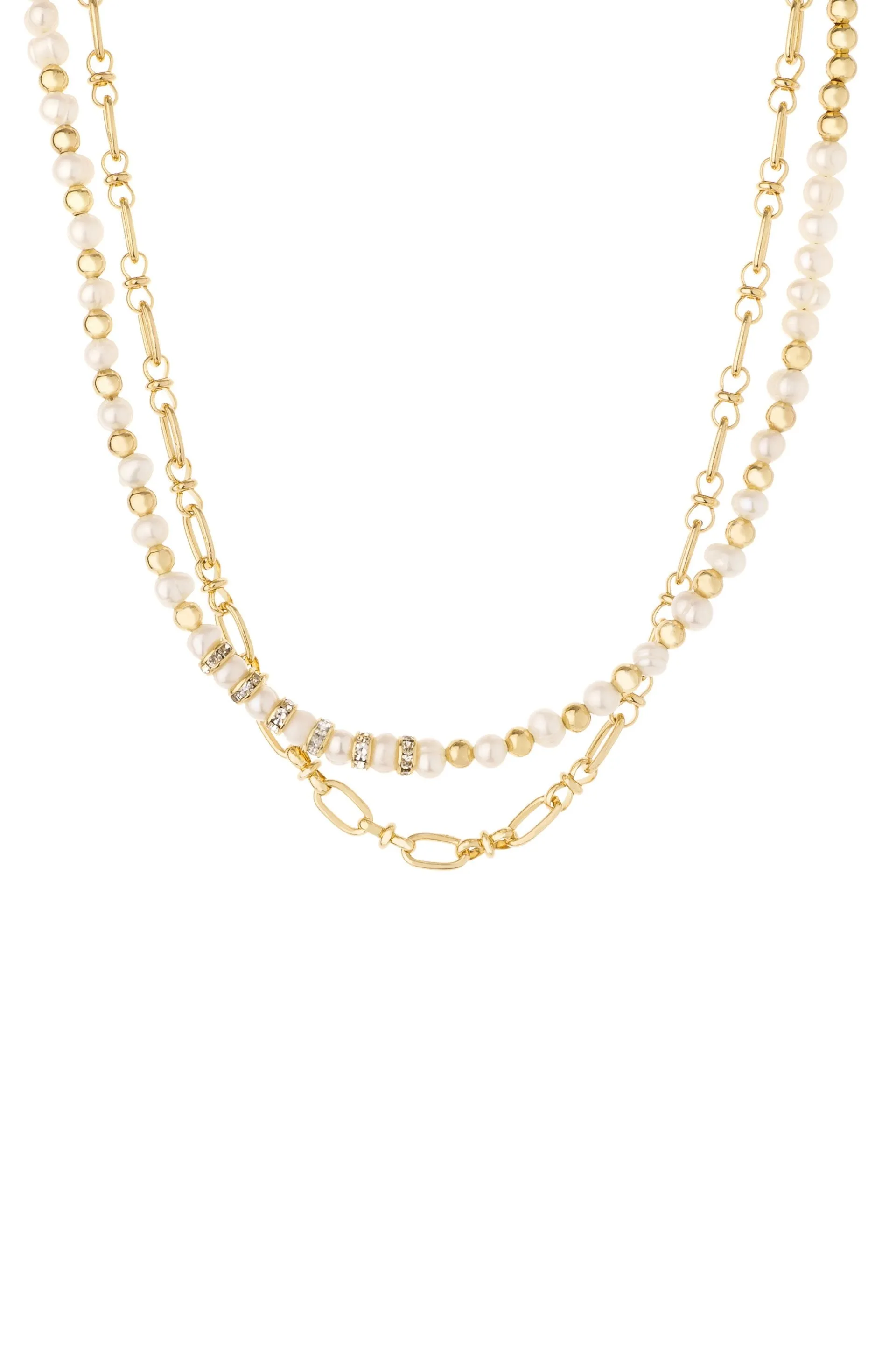 Pearl and Mini Links Necklace Set