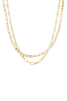 Pearl and Mini Links Necklace Set