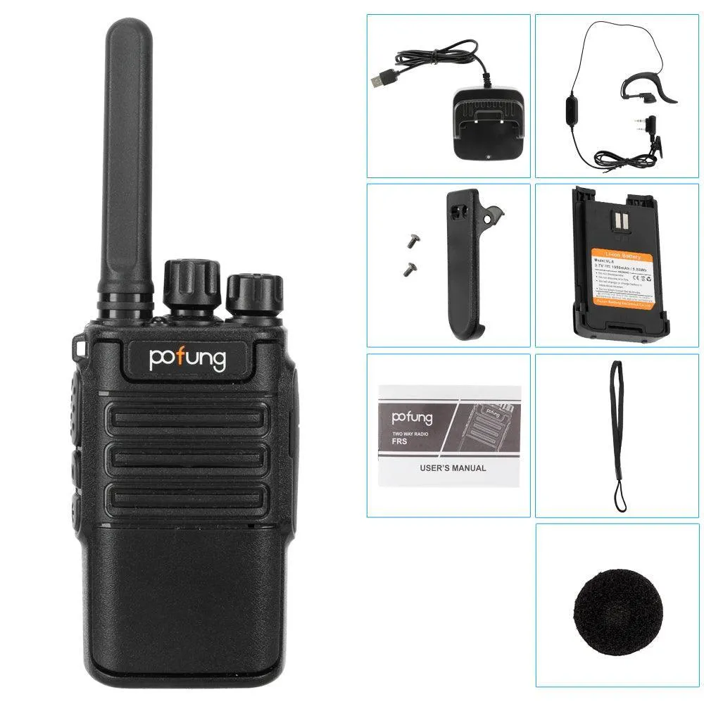 Pofung  2pcs 2W 1500mAh 16-Channel Walkie-Talkie