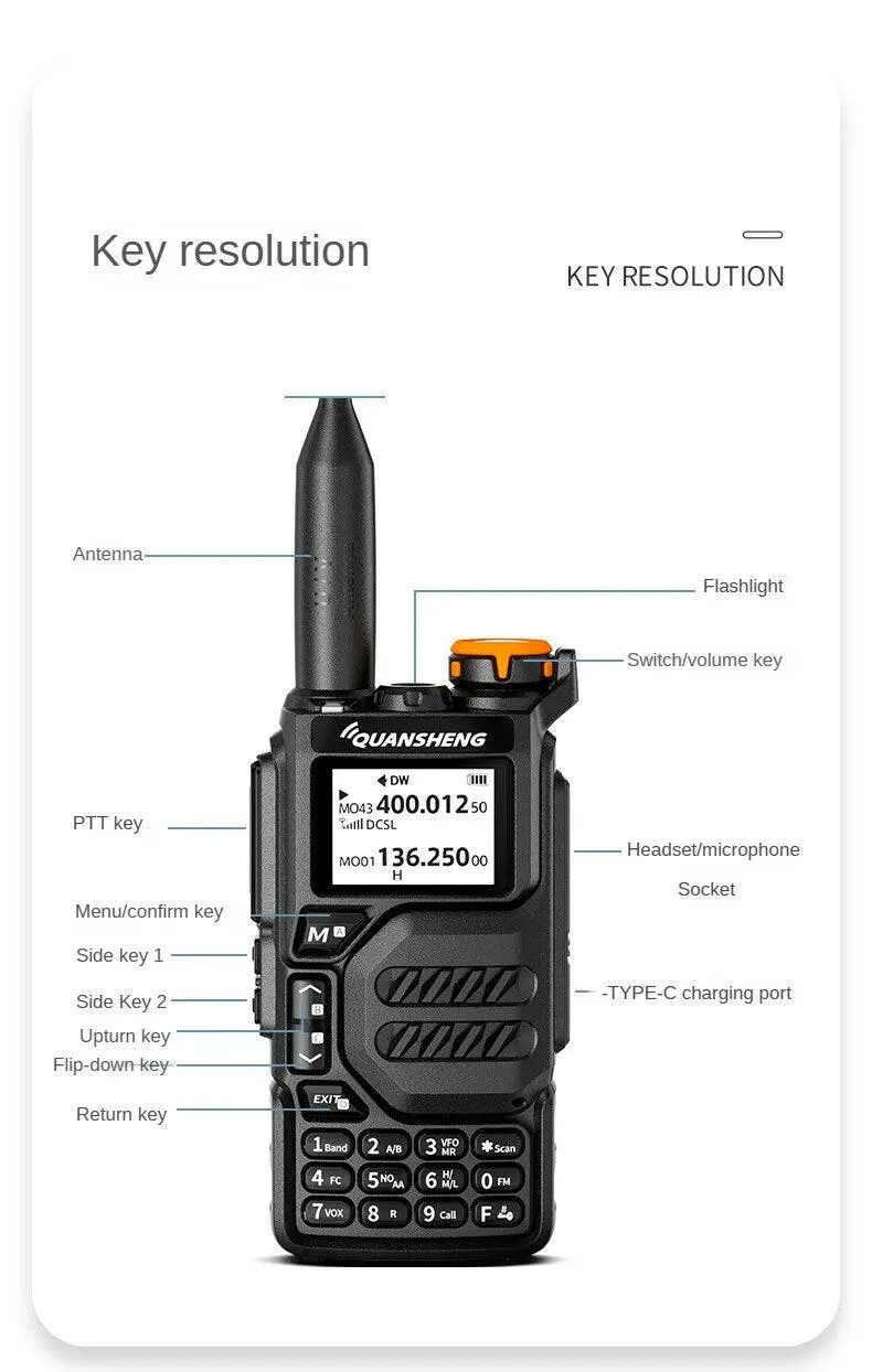 Quansheng UVK5 walkie-talkie long-distance professional civil outdoor go on road trip UV multi-frequency full-length hand-held a