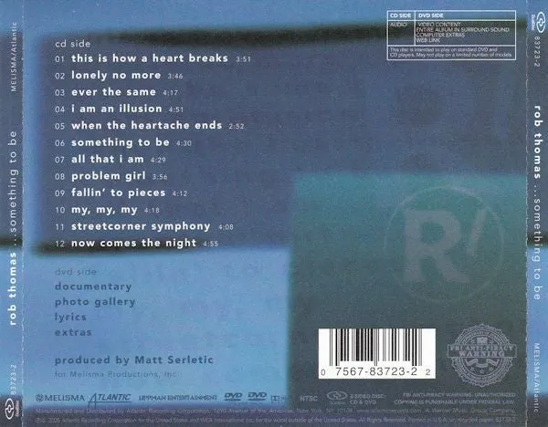 Rob Thomas - ...Something To Be (Hybrid, DualDisc, Album, Multichannel, NTSC) (NM or M-)