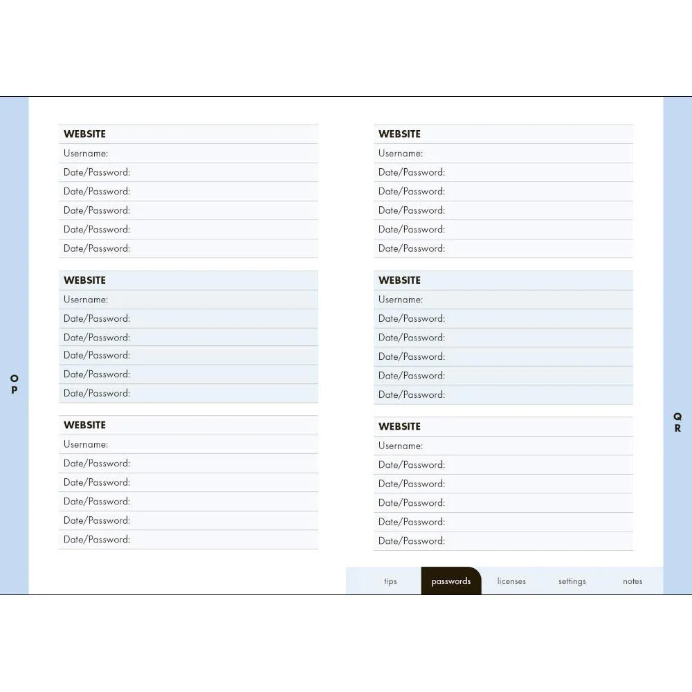 Rock Point Password Logbook, Black & Gold