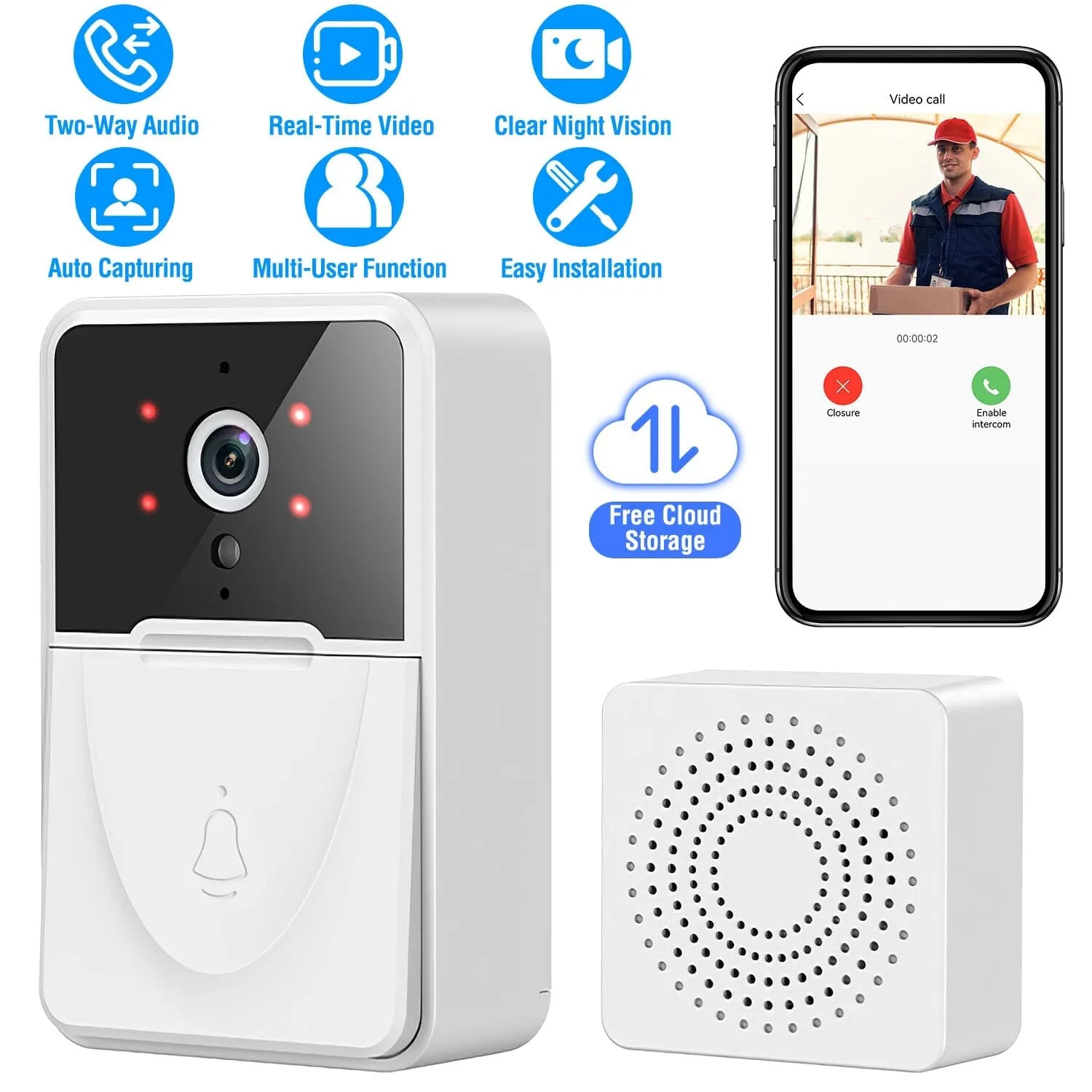 Smart Wireless Wi-Fi Video Security Doorbell