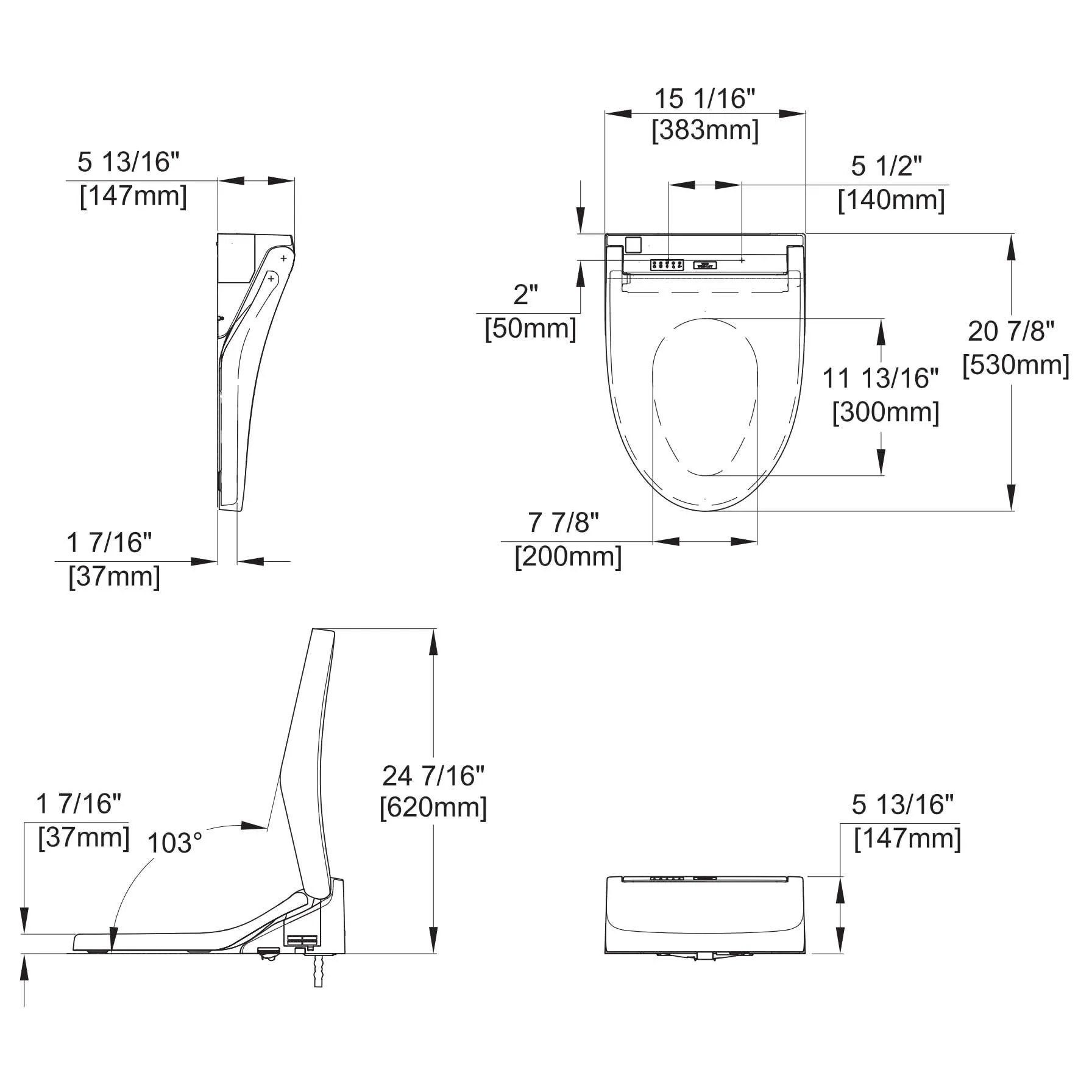 TOTO SW3084T40#01 C5 WASHLET  Ready Electronic Bidet Toilet Seat with PREMIST and EWATER  Wand Cleaning, Elongated, Cotton White