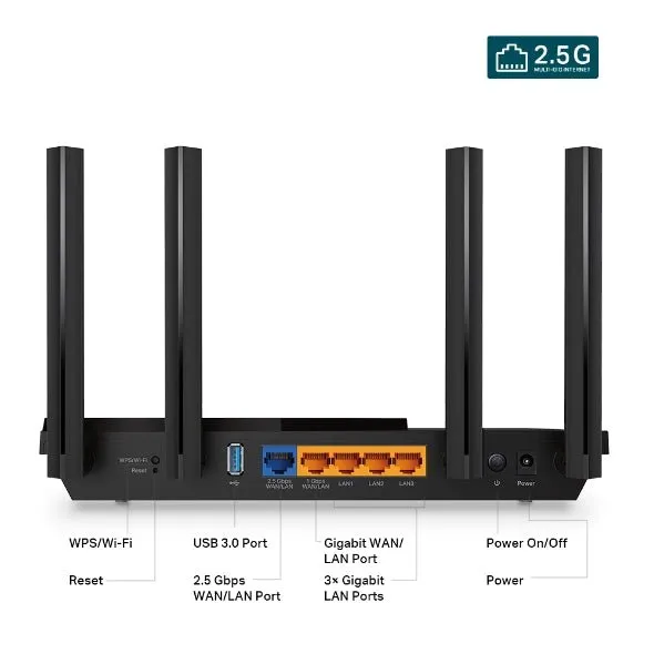 TP-Link AX3000 Multi-Gigabit Wi-Fi 6 Router with 2.5G Port - ARCHER AX55 PRO