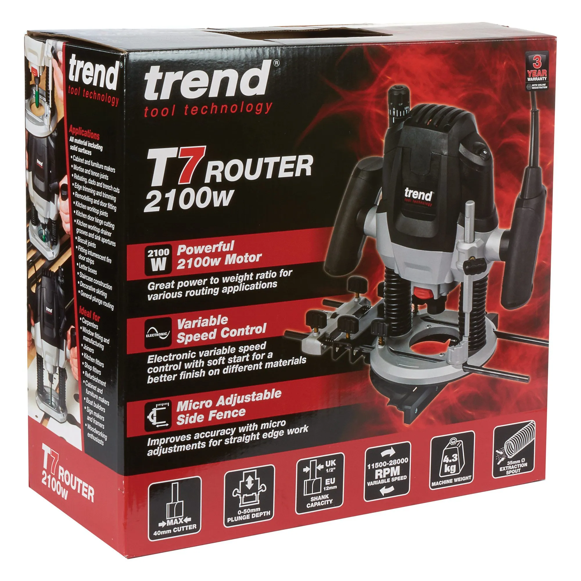 Trend T7EK 1/2" Plunge Router 230V/2100W