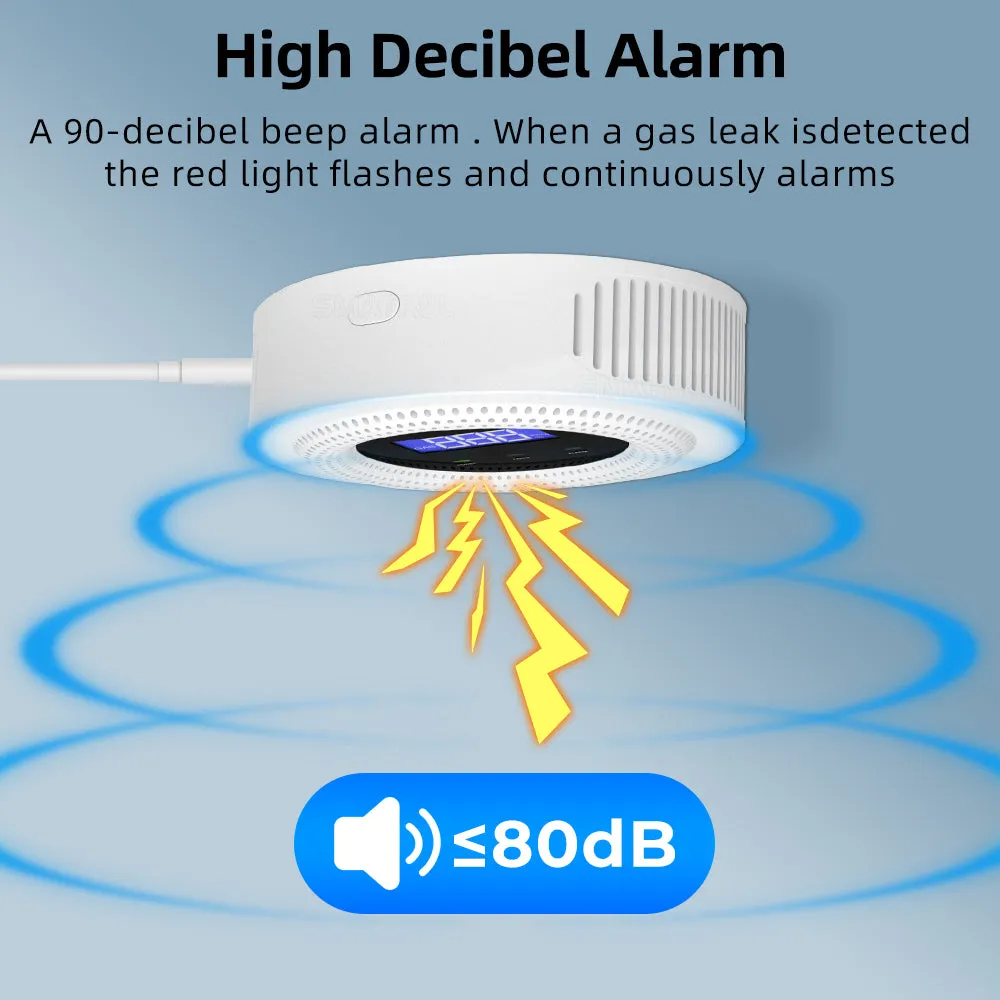 Tuya APP Remote Control WiFi USB Charging Gas Leak Detector Alarm with Sensor for Safe Smart Home