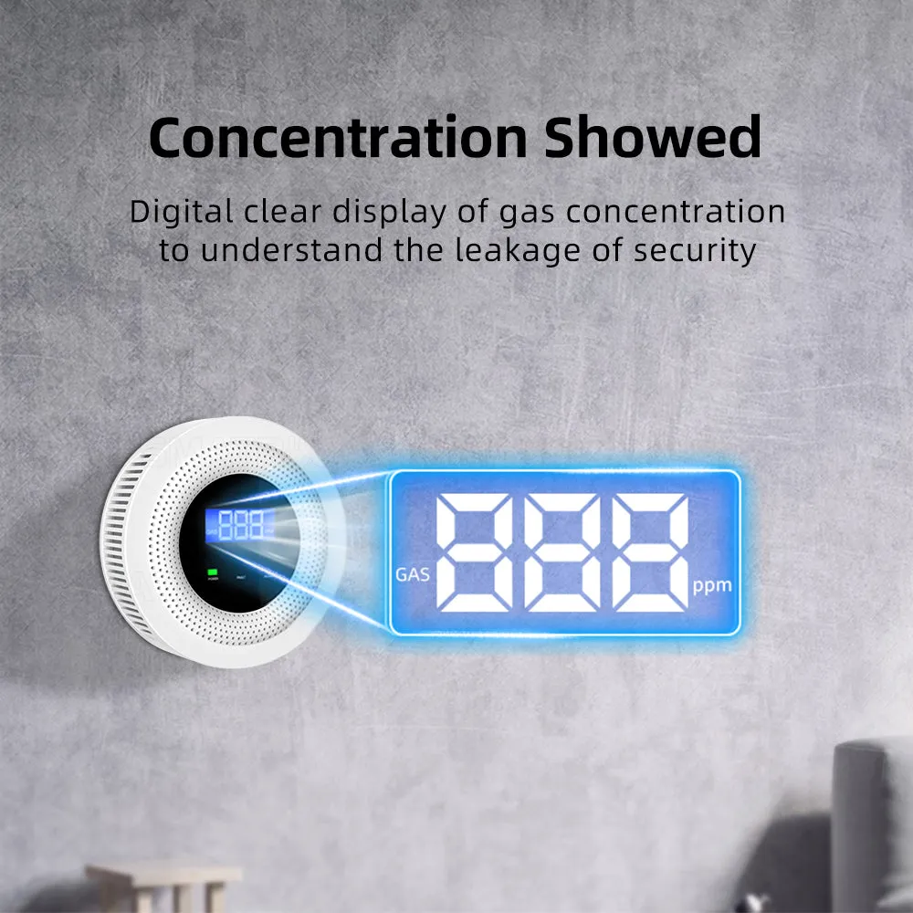 Tuya APP Remote Control WiFi USB Charging Gas Leak Detector Alarm with Sensor for Safe Smart Home