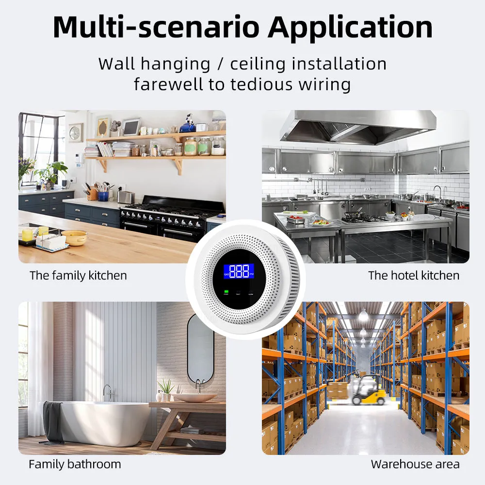 Tuya APP Remote Control WiFi USB Charging Gas Leak Detector Alarm with Sensor for Safe Smart Home