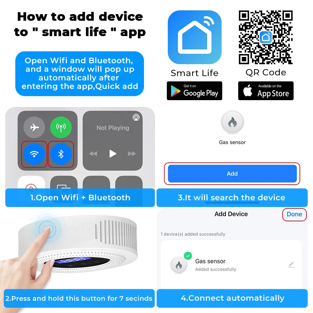 Tuya APP Remote Control WiFi USB Charging Gas Leak Detector Alarm with Sensor for Safe Smart Home