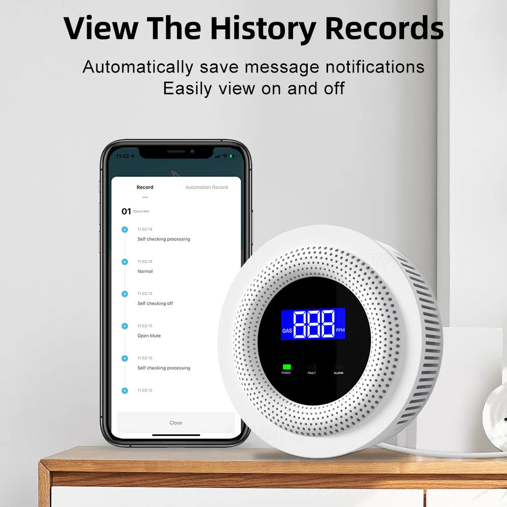 Tuya APP Remote Control WiFi USB Charging Gas Leak Detector Alarm with Sensor for Safe Smart Home