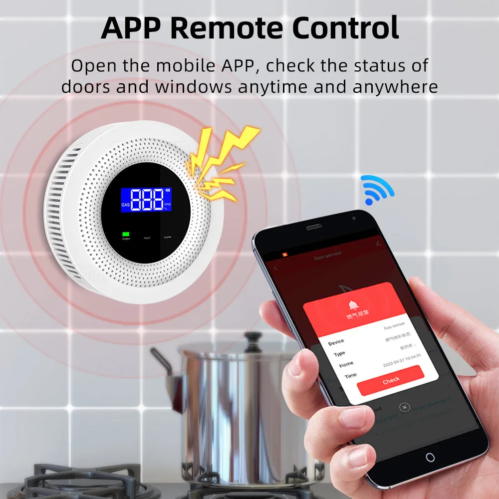 Tuya APP Remote Control WiFi USB Charging Gas Leak Detector Alarm with Sensor for Safe Smart Home