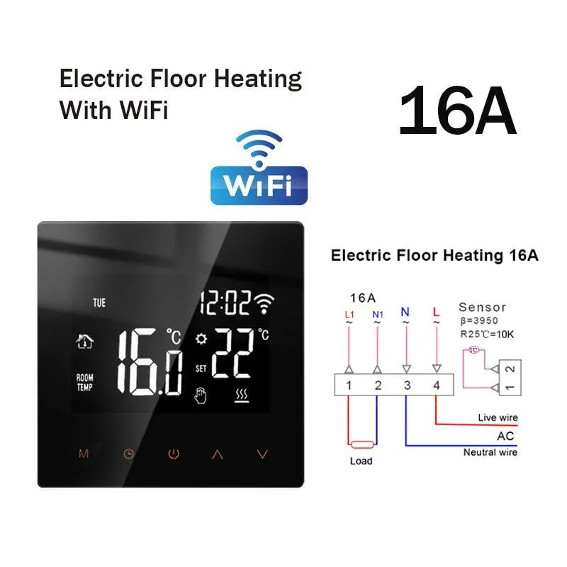 Tuya WiFi Smart Thermostat Electric Floor Heating TRV Water Gas Boiler Temperature Voice Remote Controller for Google Home Alexa