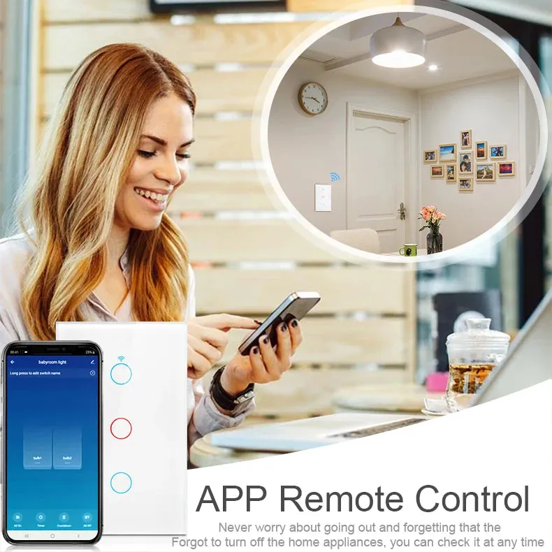 Tuya WiFi Touch Switch Light Wall Smart Switch Universal For EU Smart Home Life Alexa Google Home 433RF Remote 1/2/3Gang